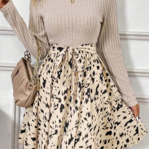 tied-printed-mock-neck-long-sleeve-dress