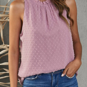 pink-swiss-dot-ruffle-tank