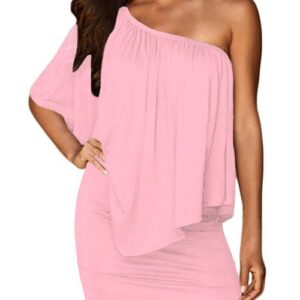 multiple-dressing-flounced-pink-mini-dress