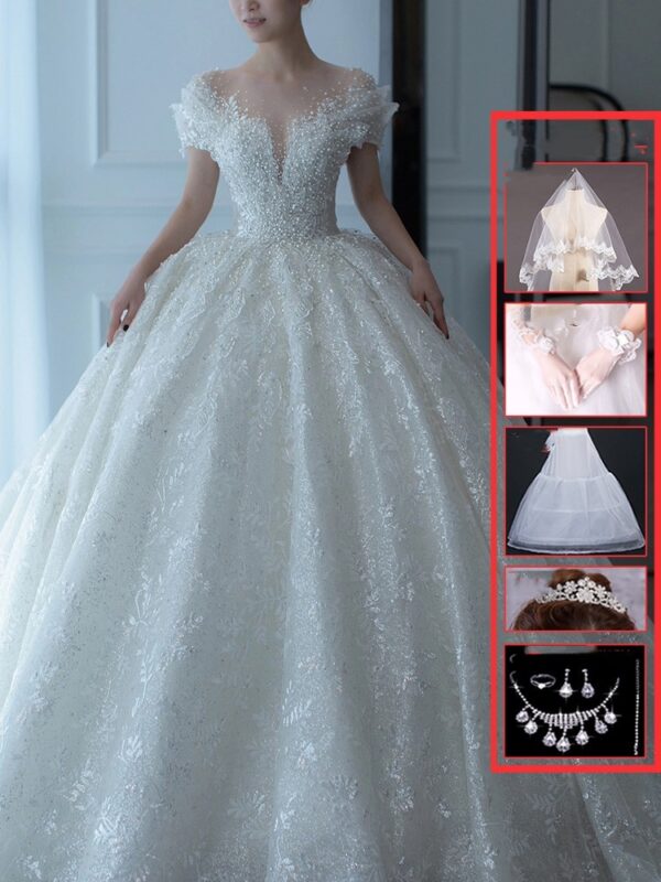 Off Shoulder French Main Wedding Dress - Image 6