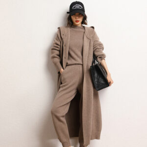long-below-knee-thickening-hooded-sweater-horn-button-trench-coat