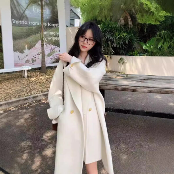 Lapel Loose Over Knee Wool Coat - Image 7