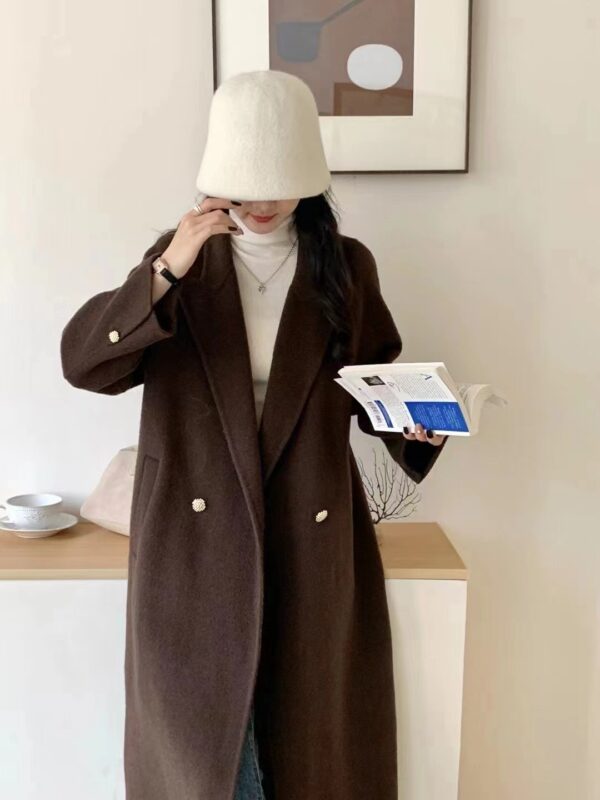 Lapel Loose Over Knee Wool Coat - Image 6