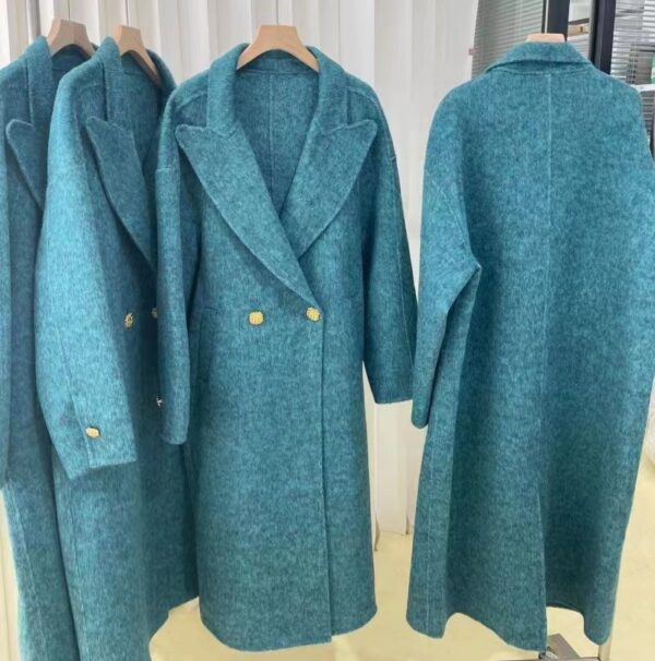 Lapel Loose Over Knee Wool Coat - Image 9