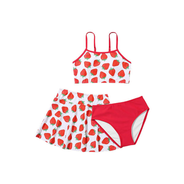 Children's Swimsuit Three-piece Girls' Skirt Middle And Big Children's Ruffled Split Swimsuit - Image 5