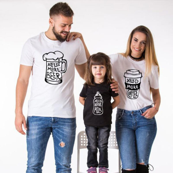 Milk Tea And Coffee Heart-warming Theme Letter Print T-shirt