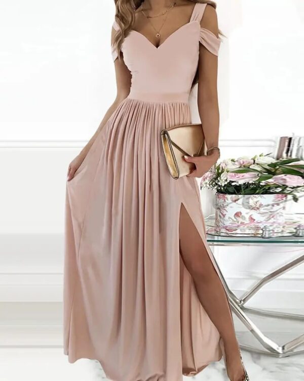 Long Floor Length Elegant Greek Style Pleated Dress - Image 6